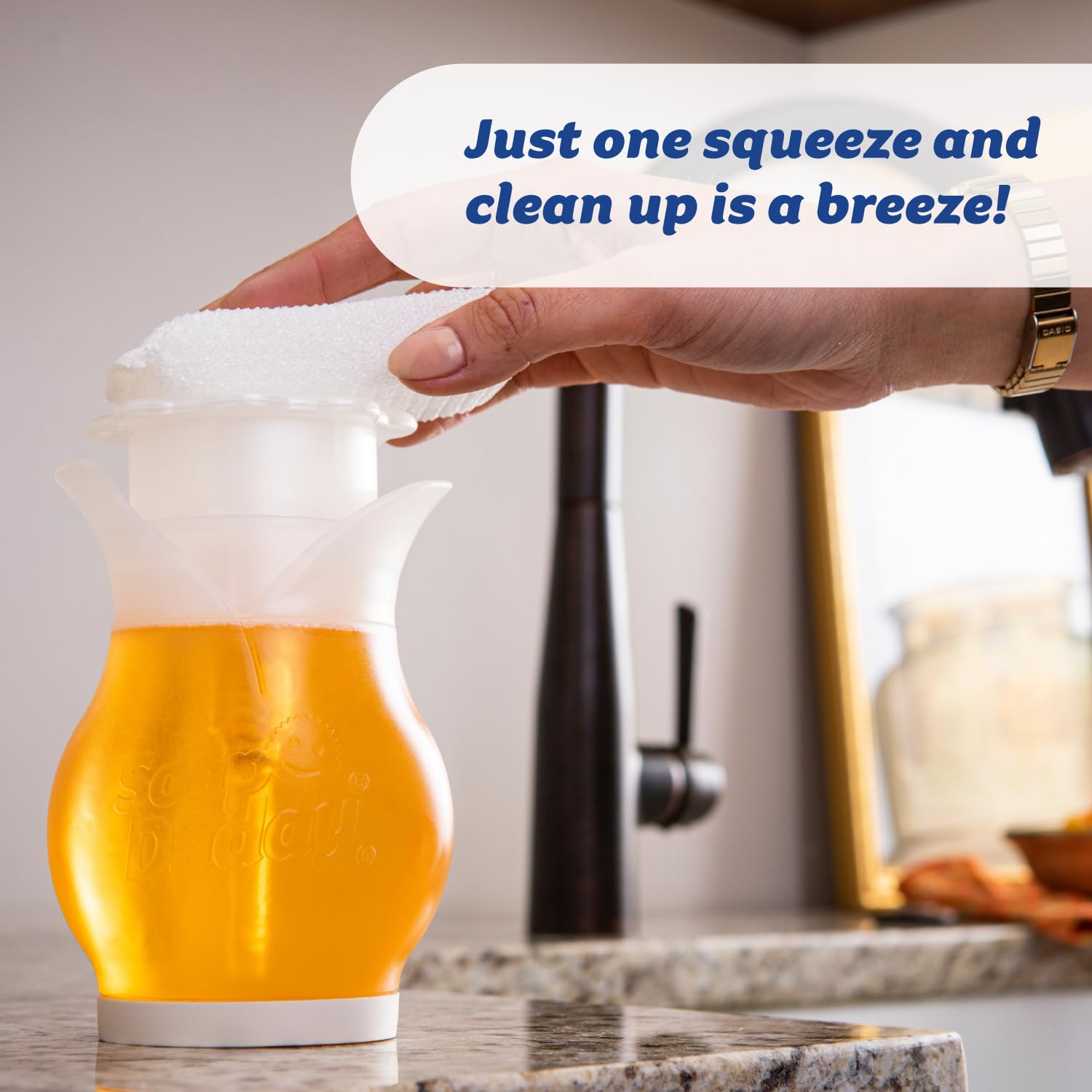 Scrub Daddy Soap Daddy - Dispenser di sapone liquido a due lati per lavello della cucina + pulizia del bagno, ricaricabile e facile da usare, essenziale da usare con piatti o sapone per le mani, 1