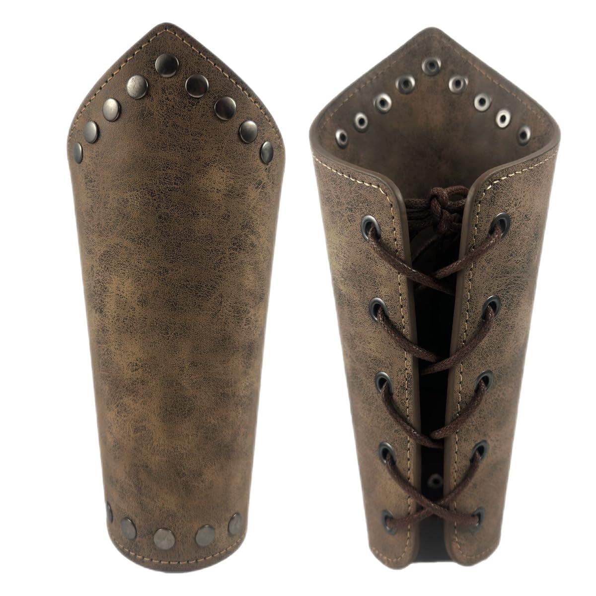 AZORA Leather Gauntlet Wristband Medieval Bracers Wrist Band Buckle Wide Bracer Arm Armor Cuff 2 Pcs