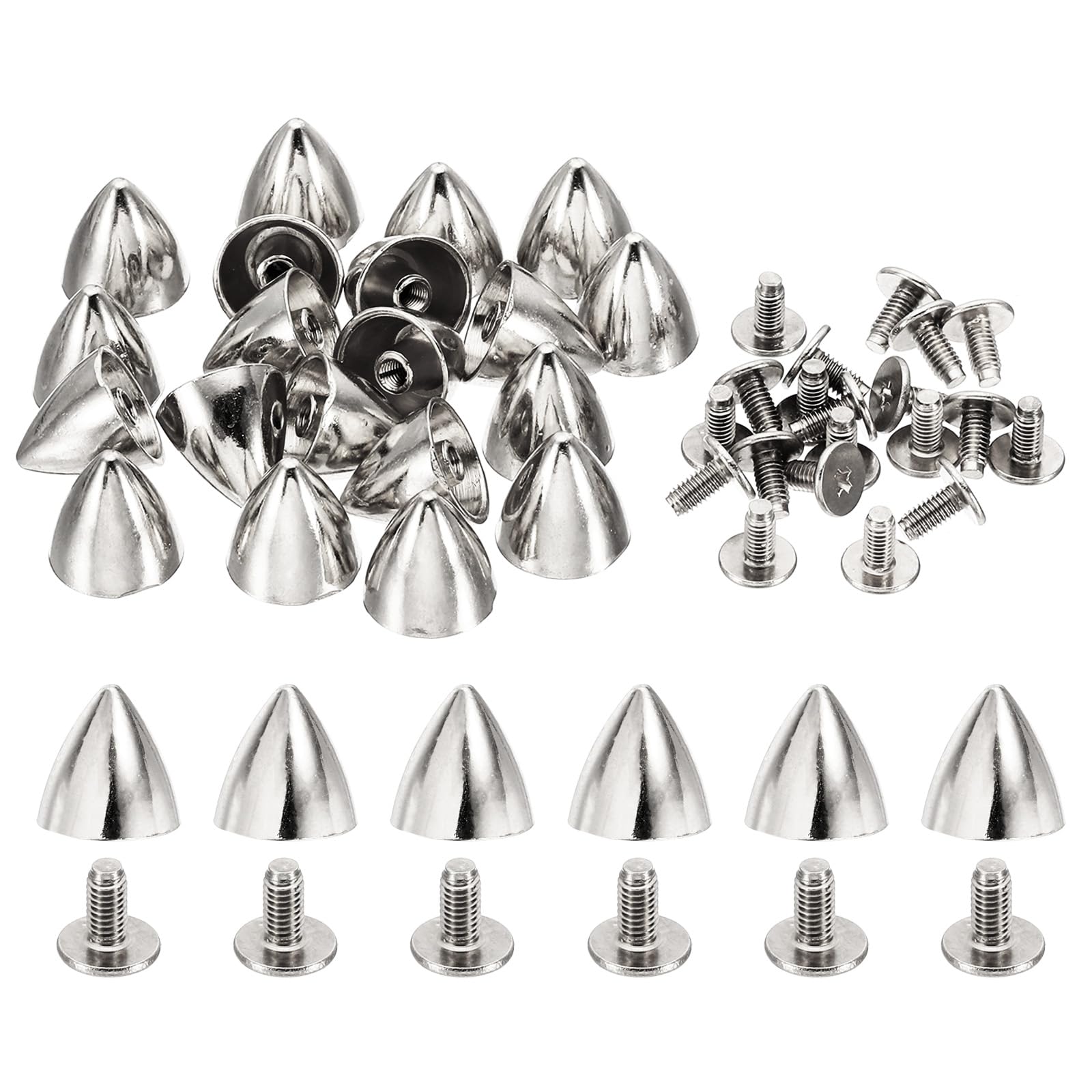 PATIKIL 12mm Studs for Clothing 20 Sets Studs and Spikes Leather Rivets Cone Spikes Metal Screw Studs for Clothing Leather Crafts Fabric Shoes Punk Bag Leathercraft