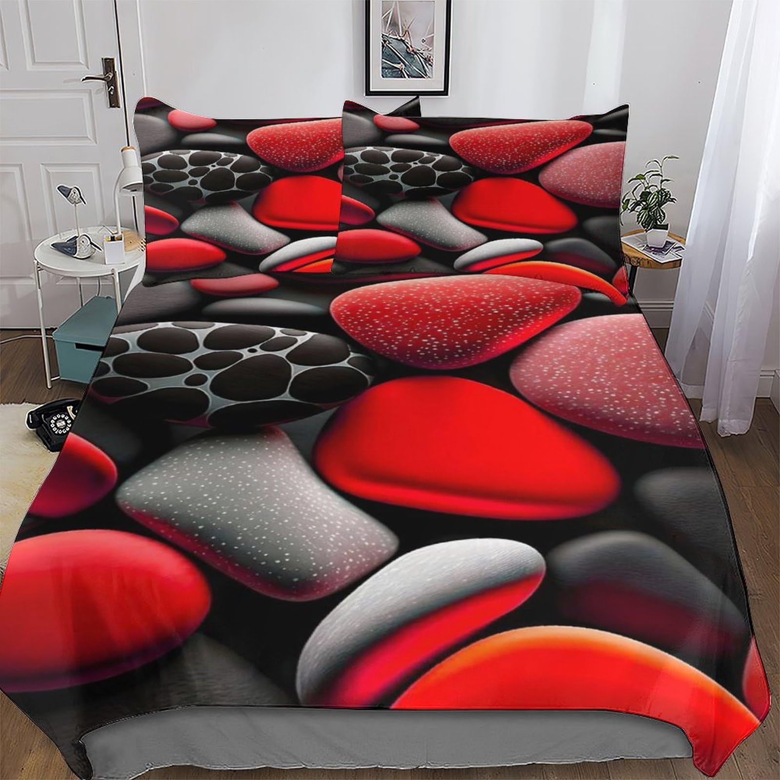 Housse de couette 220x240 cm stone plage en microfibres pour lit King
