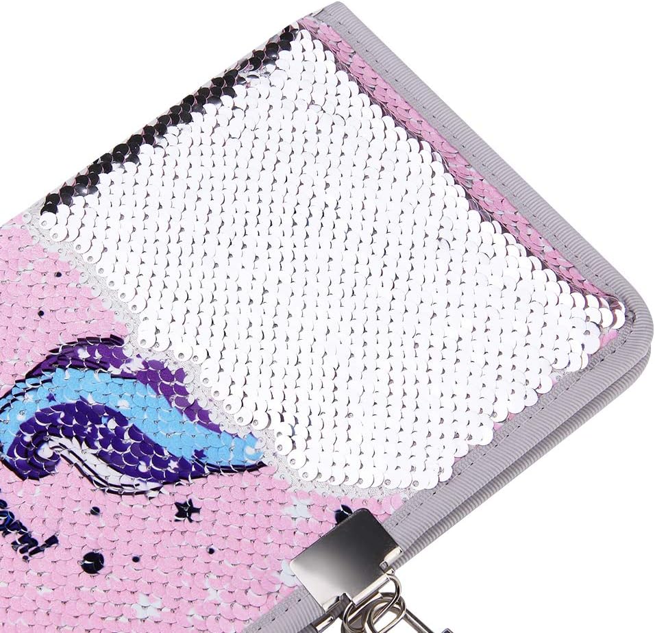 Sequin Notebook - PojoTech Mermaid Reversible Sequin Journal – Magic Travel Journal Notebook Gift for Adults and Kids (Unicorn07)