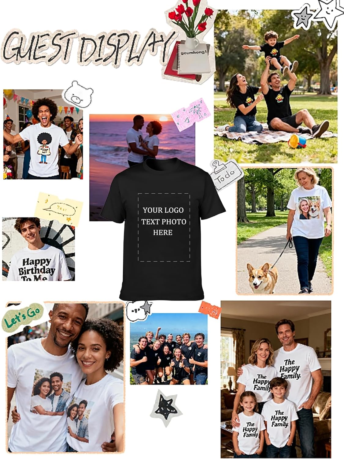 Custom T Shirts Double Sided Unisex Design Your Own Personalized Tee with Photos Image Text Logo - Image 5