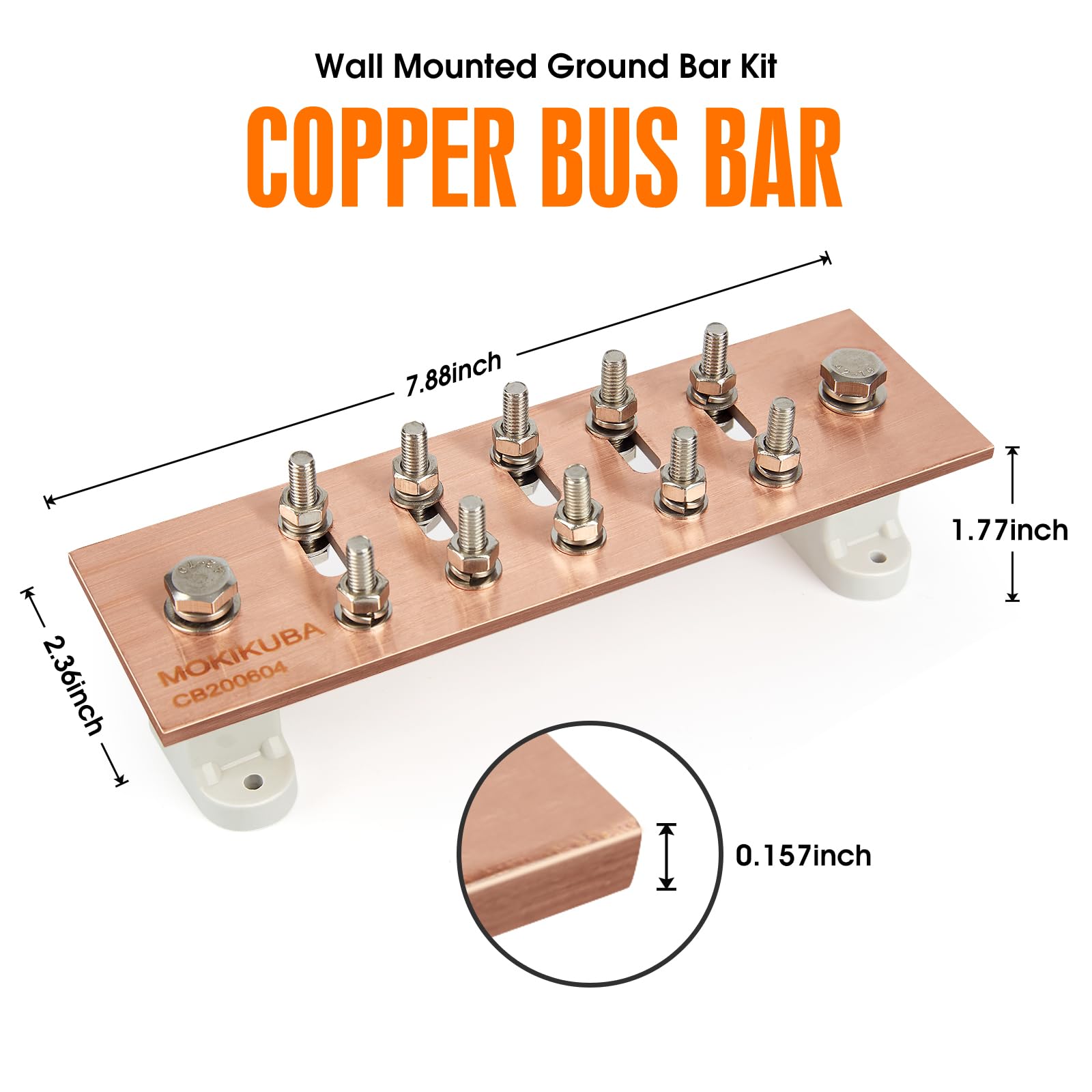 Pure Copper Ground Bar Kit Adjustable Wall Mounted