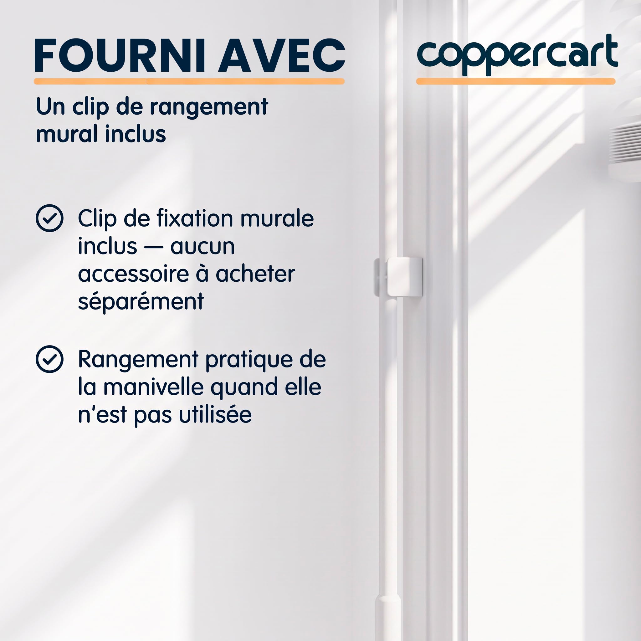 Lot de 2 - Manivelle Complète pour Volet Roulant 1300 mm - Tige Barre E618D - Acier Laqué Blanc diamètre 12mm - Poignée Ergonomique et Clip Mural - Qualité Française