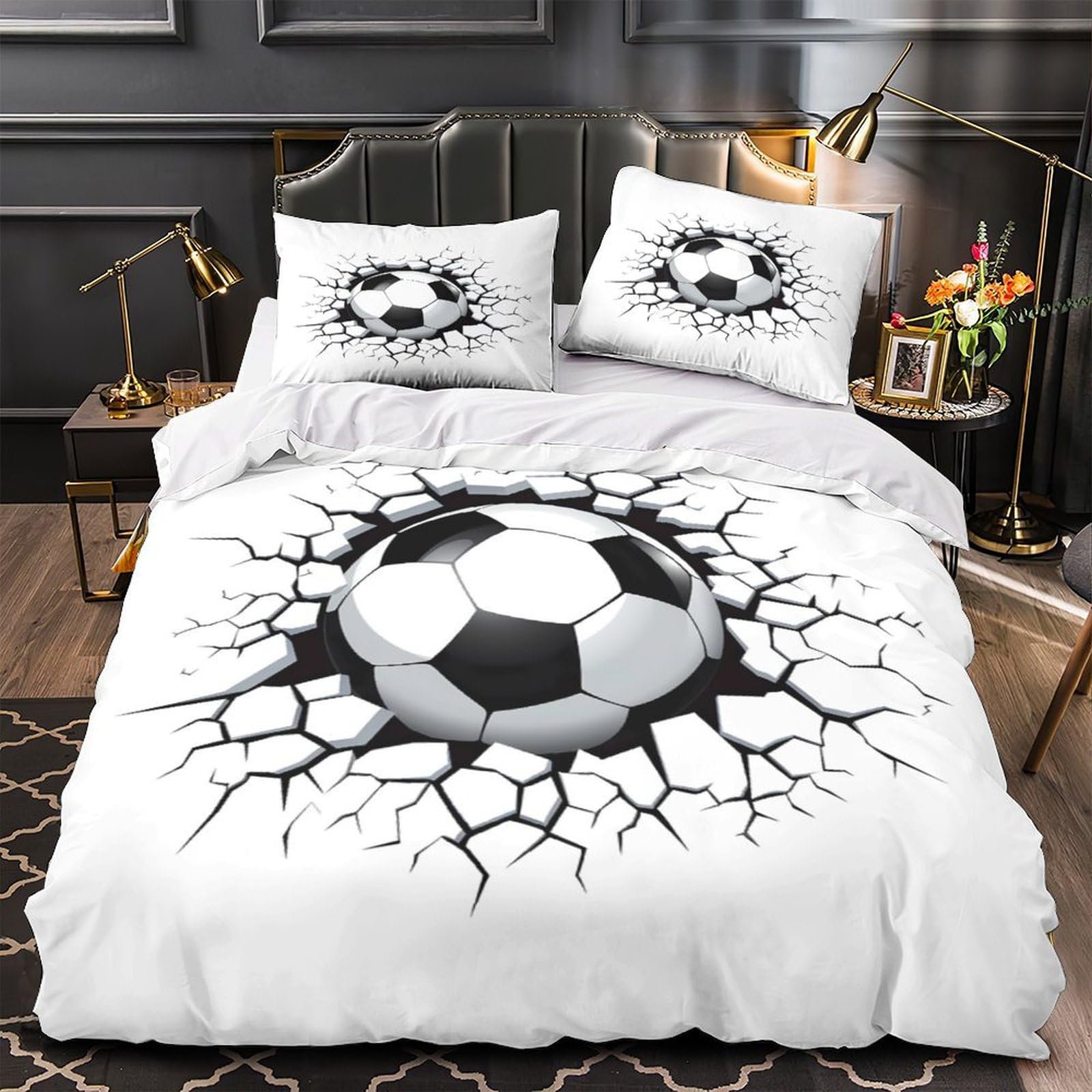 Housse de couette football 3D pour transformer une chambre d'adulte en temple du sport