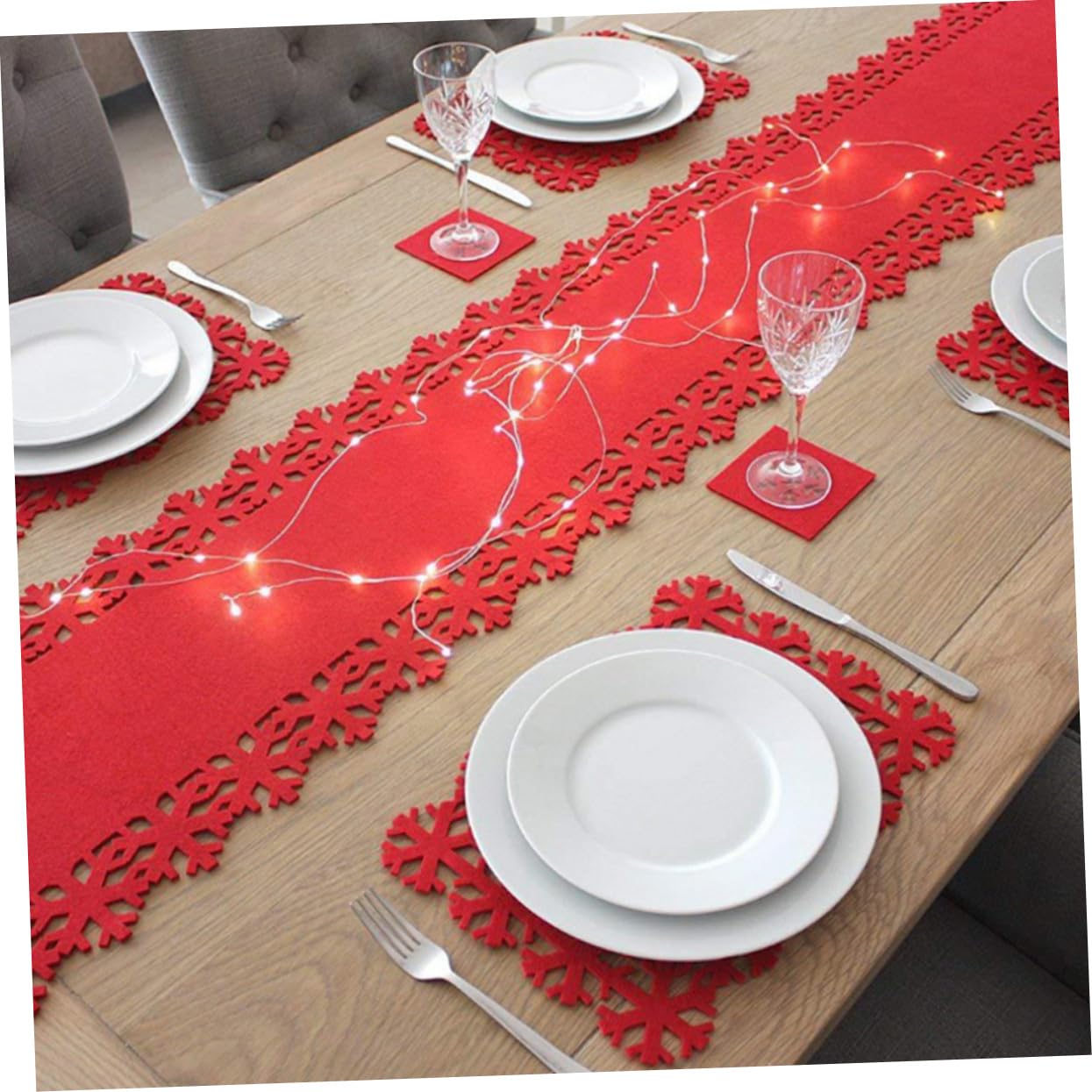 TOPBATHY 12 Piezas Mantel Individual De De Nieve Manteles Navideños Manteles Individuales De con Motivos De Copos De Nieve De Navidad Tela De Rojo