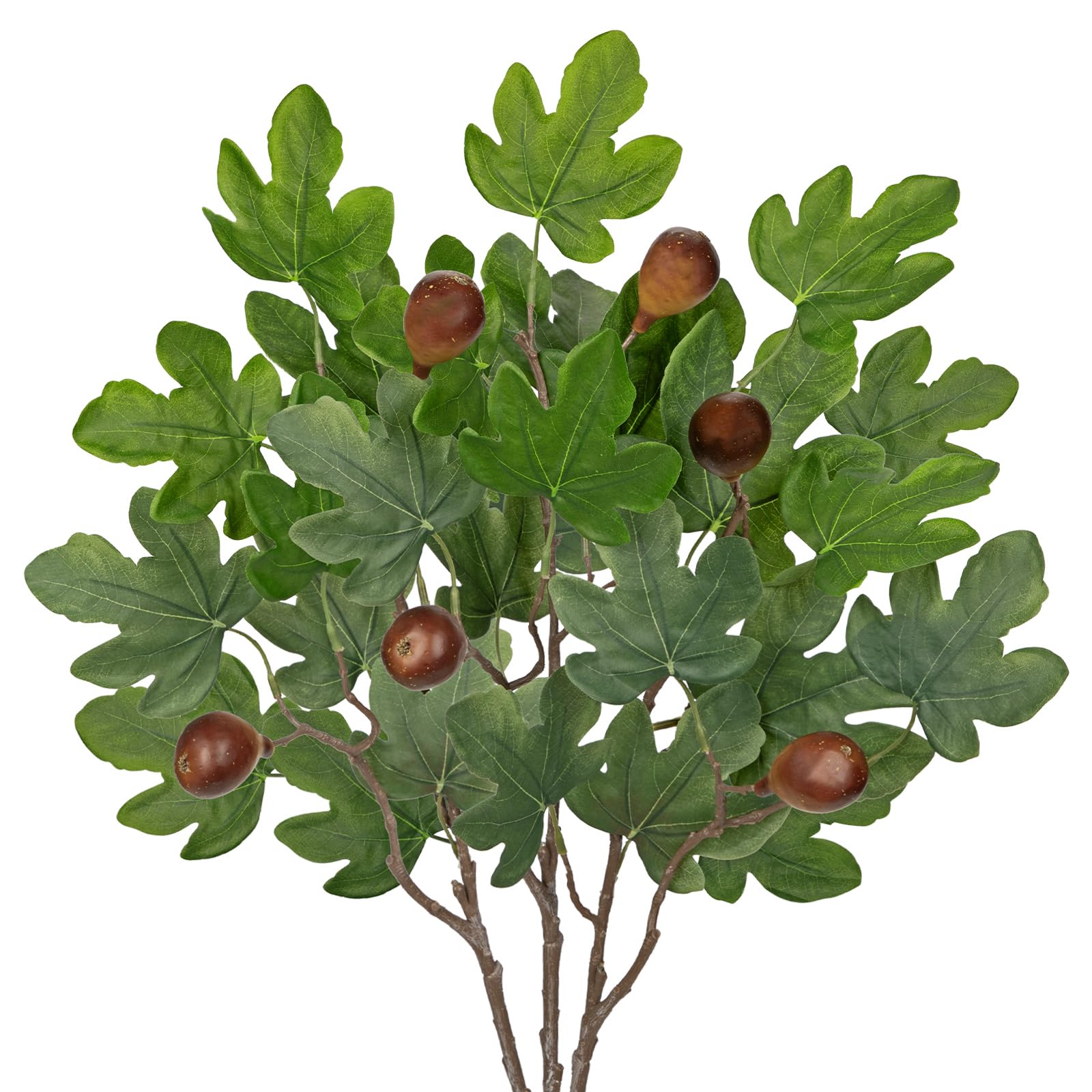 Foglie di fichi artificiali con steli 62 cm rami di fico finto con frutti di fico ramoscelli di fichi finti per vasi Fogliame verde scuro artificiale Spray per composizioni floreali domestiche