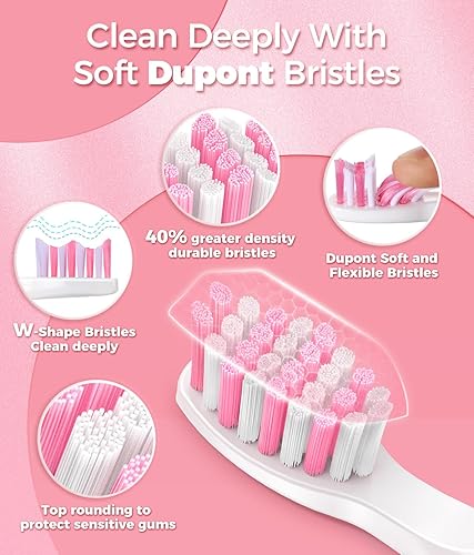 Miniatura 2 de TEETHEORY Cepillo de dientes eléctrico para adultos con 8 unidades, cepillo de dientes eléctrico sónico con 40000 VPM limpieza profunda, 5 modos,