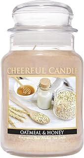 A Cheerful Giver - Oatmeal & Honey - Vela perfumada grande de 24 onzas con tapa - Vela alegre - 135 horas, velas de regalo para mujeres, color marrón claro
