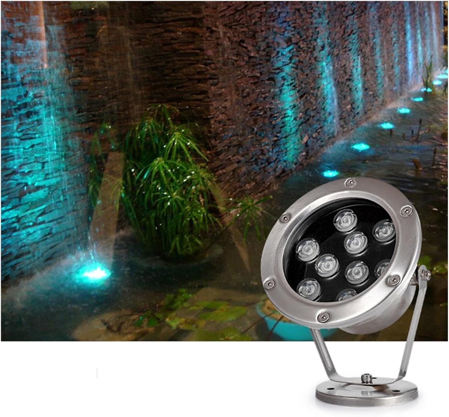 Low Voltage Pond Lights, 12v Underwater Led Lights IP68 Waterproof for Landscape Lighting (Color : Green, Size : 15w)