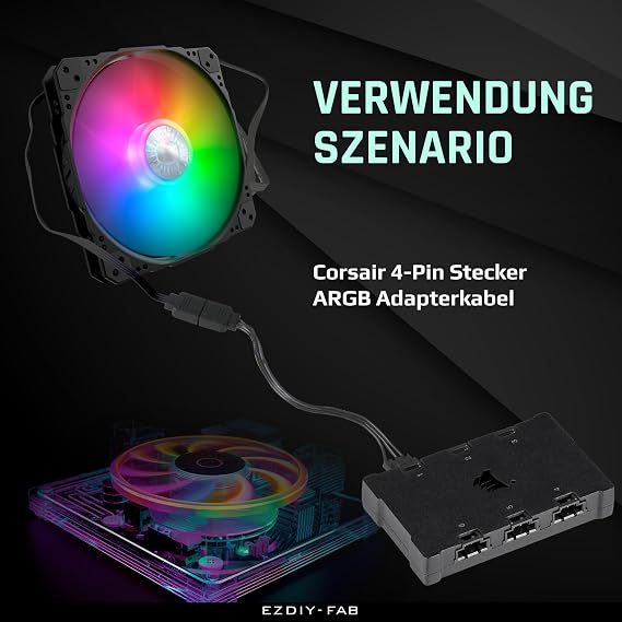 EZDIY-FAB Adapter Cable for Corsair RGB HUB Lighting Node Core Commander Core and iCUE Commander Core XT Intelligent RGB Lighting Connects to All 5V 3-Pin ARGB Devices (2 x 10 cm)