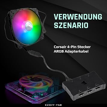 EZDIY-FAB Adapter Cable for Corsair RGB HUB Lighting Node Core Commander Core and iCUE Commander Core XT Intelligent RGB Lighting Connects to All 5V 3-Pin ARGB Devices (2 x 10 cm)