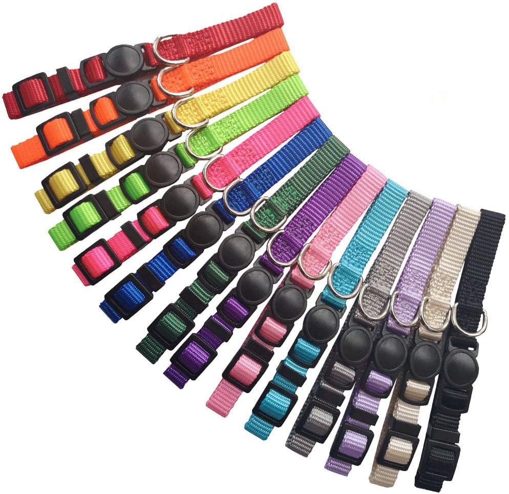 14 PCS Puppy ID Collars Nylon Soft Identification Colorful Adjustable Breakaway Safety Whelping Litter Collars for Pups with Record Keeping Charts 14pcs/Set (M)