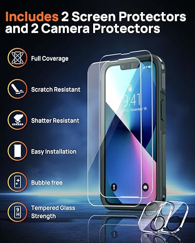 Miniatura 9 de Lanhiem Funda para iPhone 13 IP68 impermeable a prueba de polvo a prueba de golpes con protector de pantalla integrado cubierta frontal y trasera