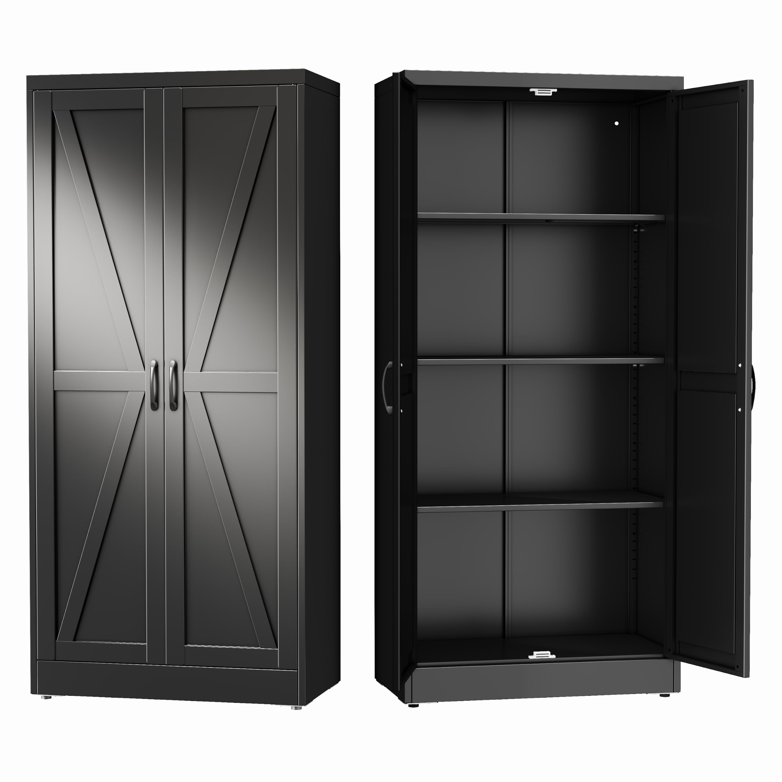 GAIOUS 63" Tall Metal Storage Cabinet Black Cupboard Kitchen Pantry Cabinet