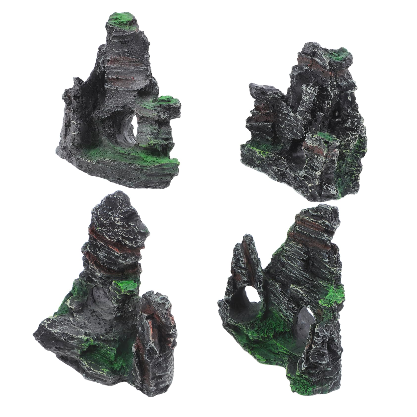 PRETYZOOM 4pcs Artificial Aquarium Rockery: Fish Tank Accessories for Betta and Shrimp Resin Decor for Home Or Office Turtle Tanks