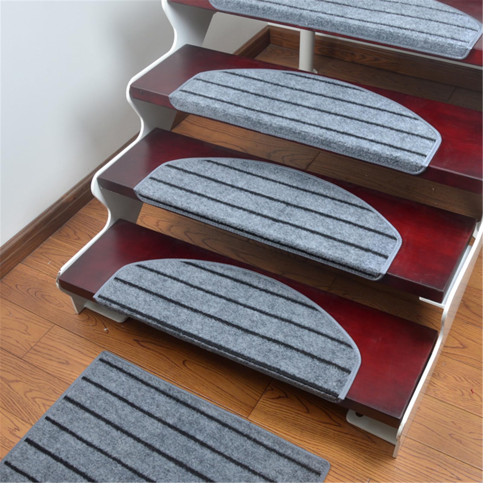 15 Stück Stufenmatten Treppen-Teppich - 65x24cm Treppenstufen Matten Halbrund Trittfläche, Teppich für Treppenstufen, Treppenschutz, Treppenteppich für Kinder Ältere und Hunde