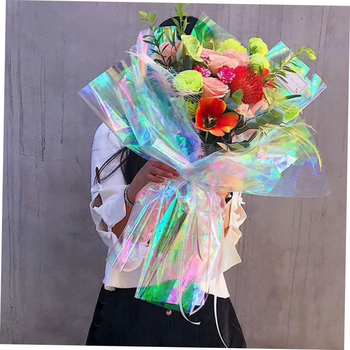 Healifty Cellophane Wrap Iridescent Film Paper for Craft Decoration Transparent Packing Easy to Use for Snacks and Celebrations Protects from Dirt and Moisture