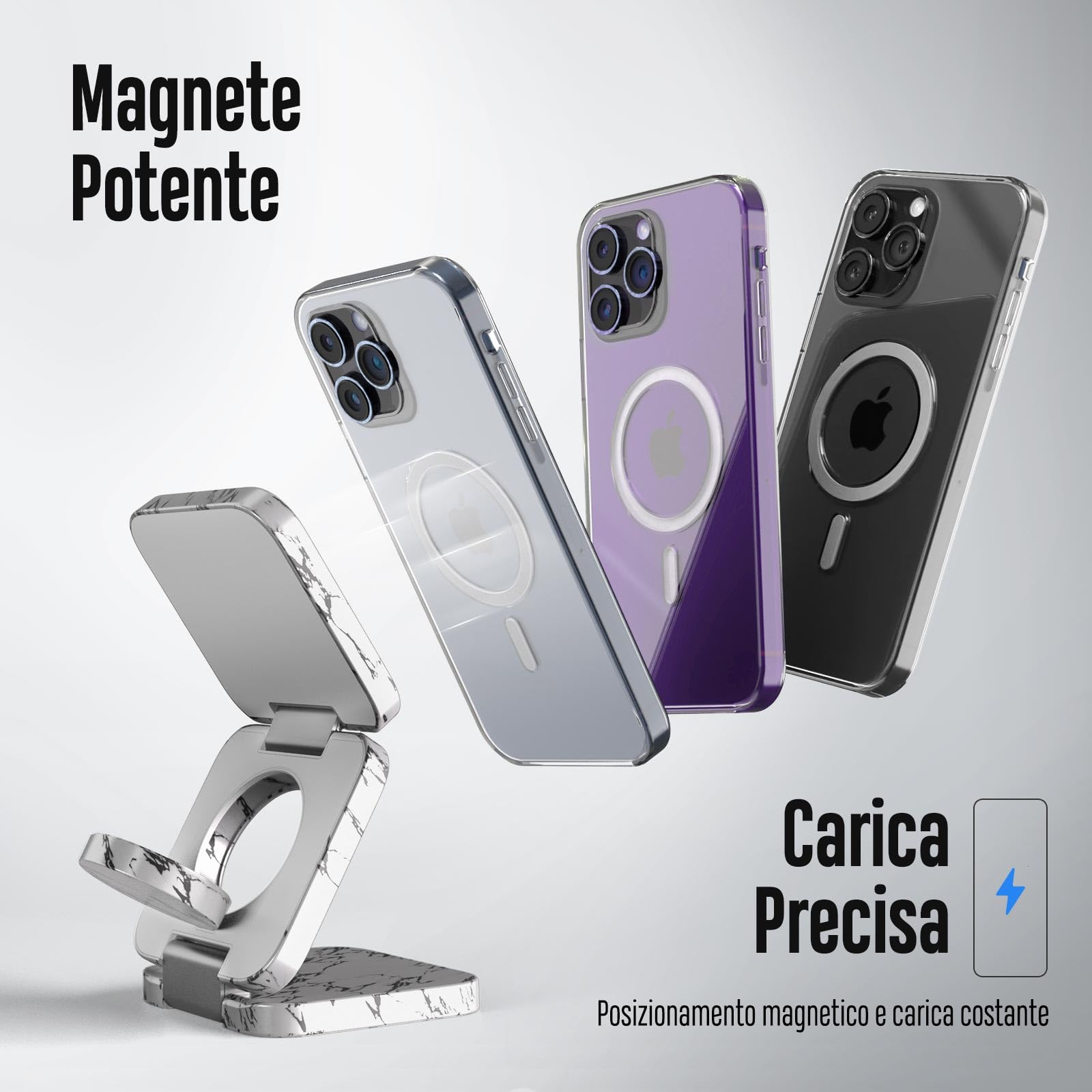 KU XIU 3 in 1 caricatore wireless per iphone, supporto magnetico pieghevole per iPhone 16/15/14/13/12 Pro/Plus/Pro Max/Mini, caricabatterie rapido da 5 W per Apple Watch 9/8/7/6/5/4/SE, per Airpods