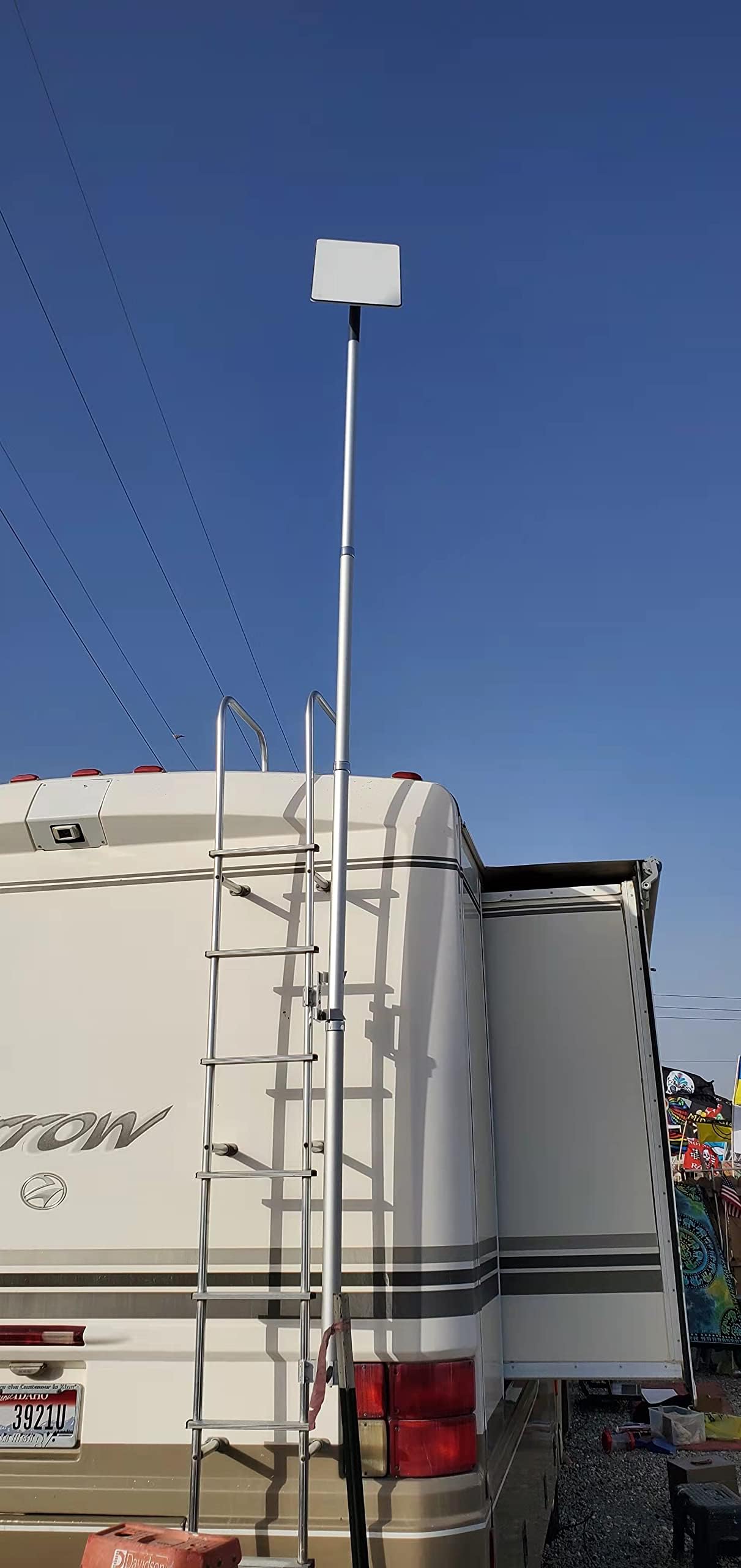 EEZ RV-Retractable Aluminum Pole 10 ft Starlink Gen2/V2 Adapter Installed (Pole only, Ladder Mount Sold Separately)