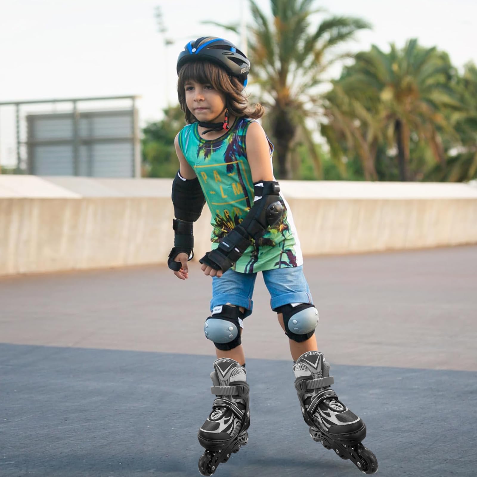 Inline-Skates für Kinder, Mädchen & Jungen im Alter von 4-6, 5-8, 6-12, 8-12 Jahren – Verstellbare Rollschuhe für Anfänger, Jugendliche, Indoor & Outdoor, größenverstellbar