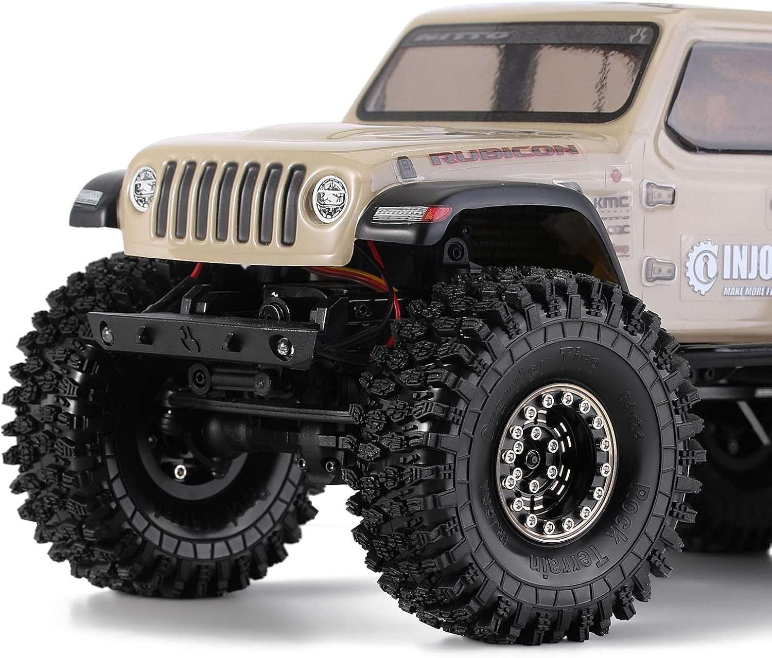INJORA 1.0 Brass Beadlock Tires Set 4PCS Tires for 1/18 TRX4M 1/24 RC Crawler Car Axial SCX24 FMS FCX24 Gladiator Bronco C10 JLU Deadbolt B17 Upgrade (W1005-T1011)