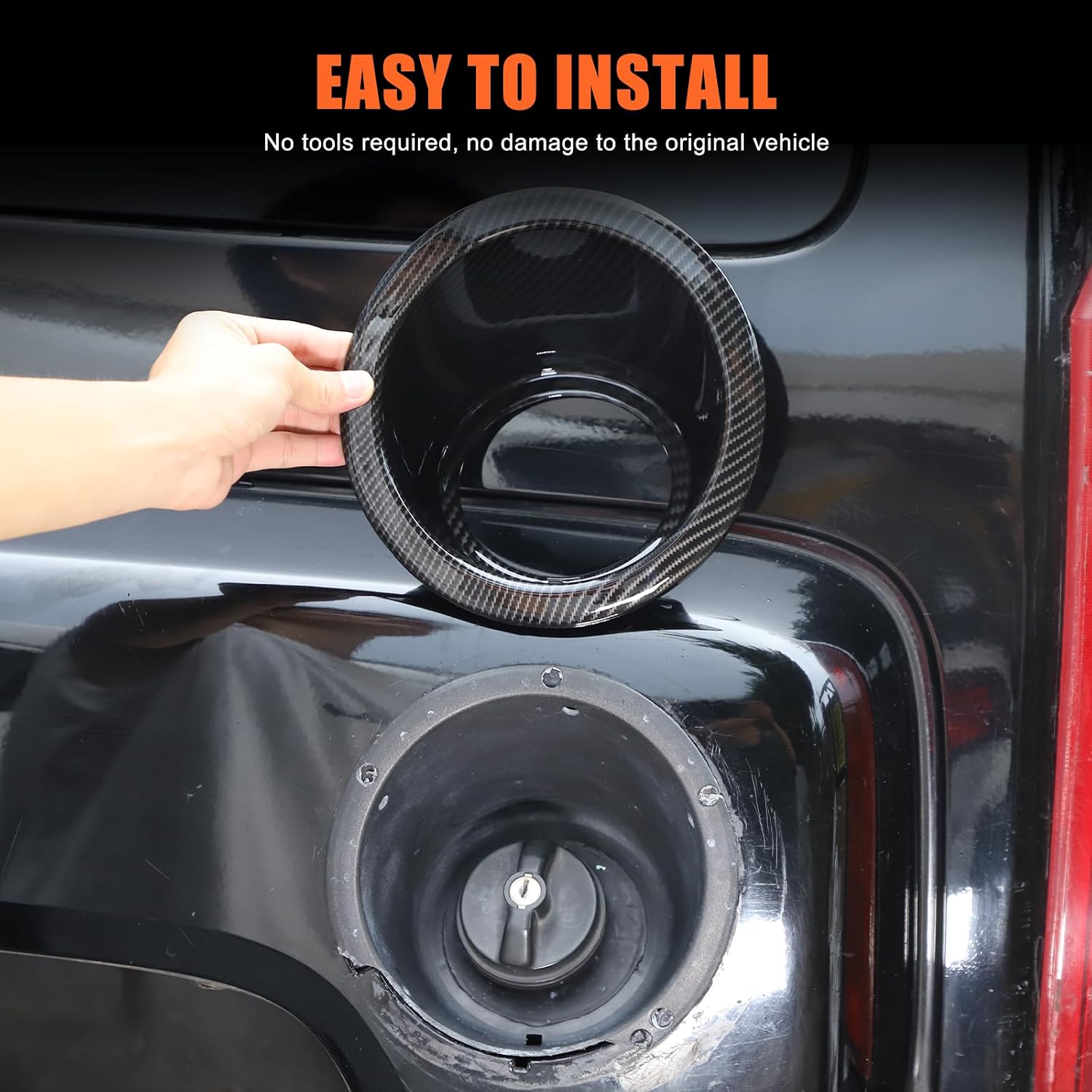 PIUGILH Gas Cap Cover, Fuel Tank Door Hummer H3 2005-2009, ABS Fuel Tank Cap Trim Exterior Accessories (Carbon Fiber Color)