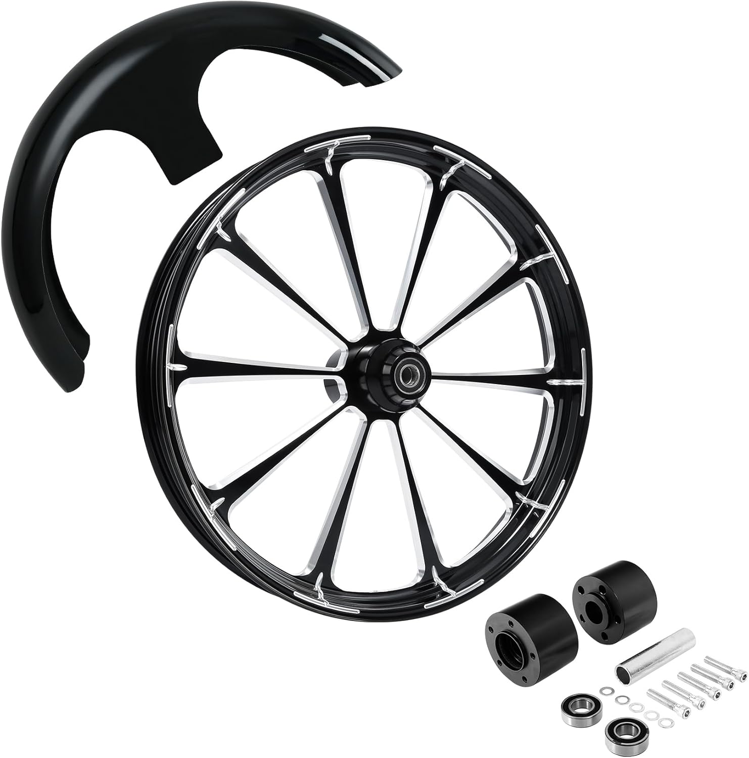 TCMT 21" Front Wheel Rim Dual Disc Flange Wheel Hub Front Fender Fit For Harley Touring Non-ABS/ABS Models Road King Electra Street Road Glide Ultra Limited 1997-2013