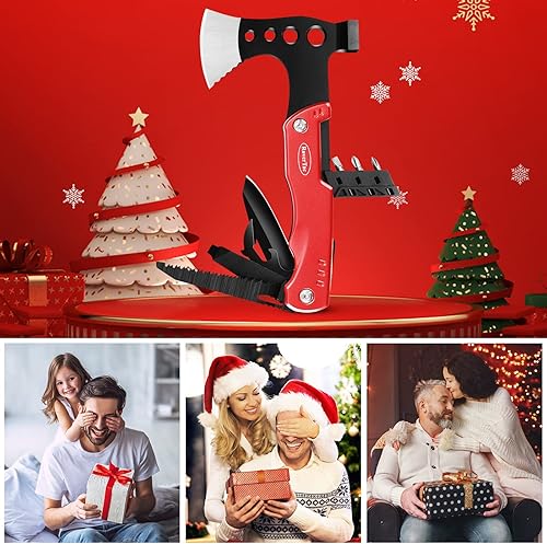 Miniatura 7 de RoverTac Hacha multiherramienta 11 en 1 – Equipo de camping con cuchillo, martillo, sierra, abridor de botellas, destornilladores – Herramienta