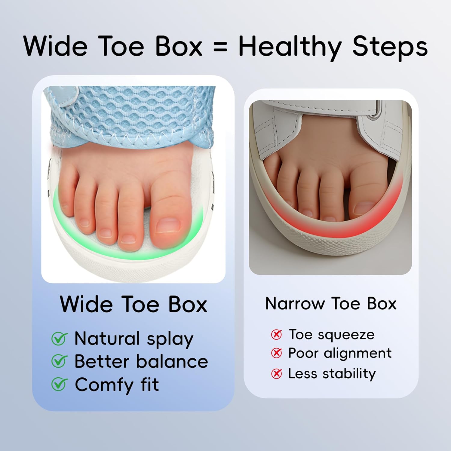 Baby Walking Shoes Boys Girls Toddler Wide Toe Box Sneakers Lightweight Breathable Non-Slip Running Tennis Indoor Outdoor Shoe