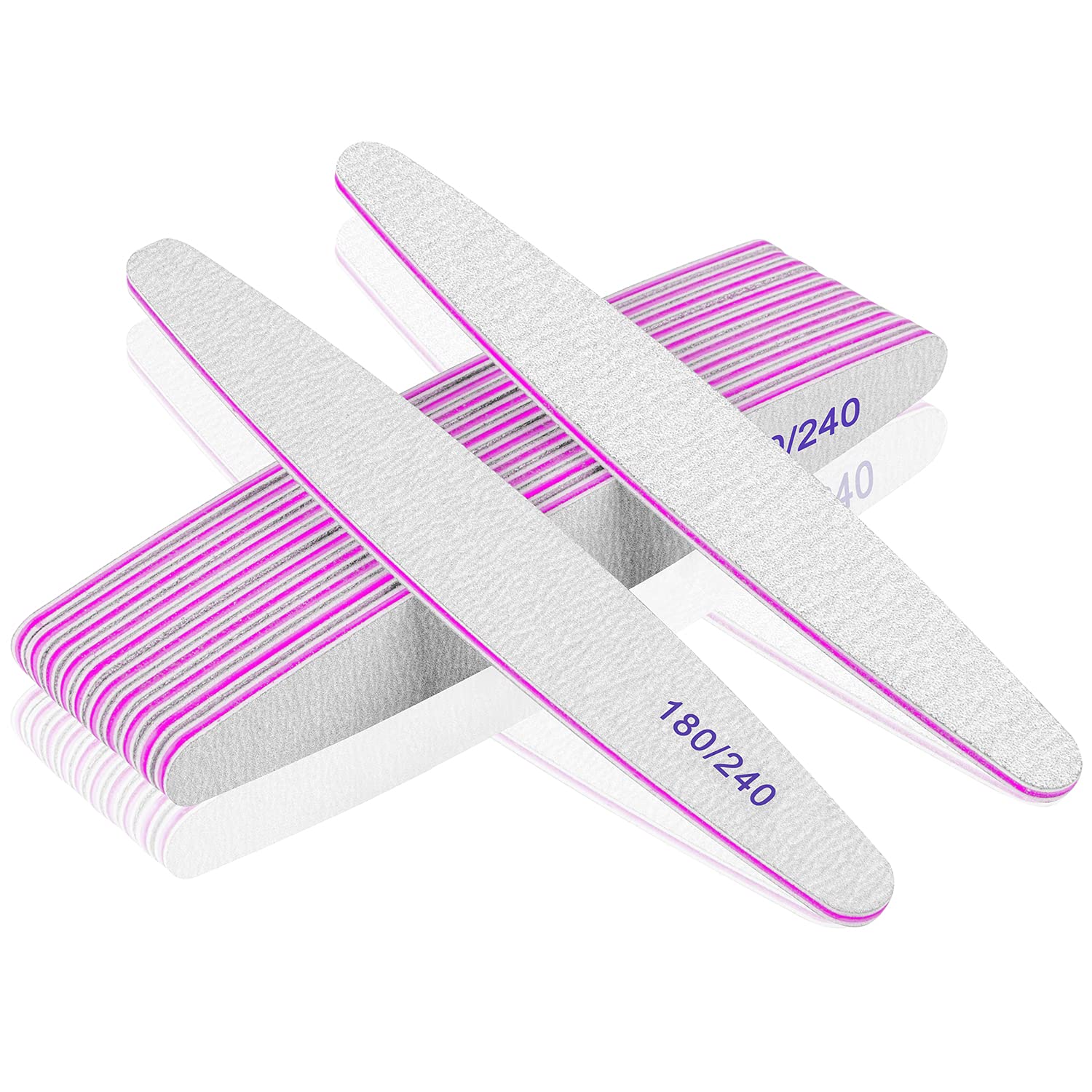 Nail Files For Acrylic Nails, 12pcs Pack Nail File 240/240 Grit Double Sided Emery Boards For Nails Washable Coarse Nail Files Professional Manicure Pedicure Tools Korean Material
