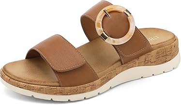 UBFEN Womens Flat Sandals Slides With Arch Support Comfy Walking Wedge Cushion Summer Shoes