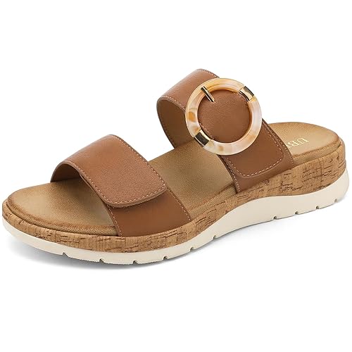 UBFEN Womens Flat Sandals Slides With Arch Support Comfy Walking