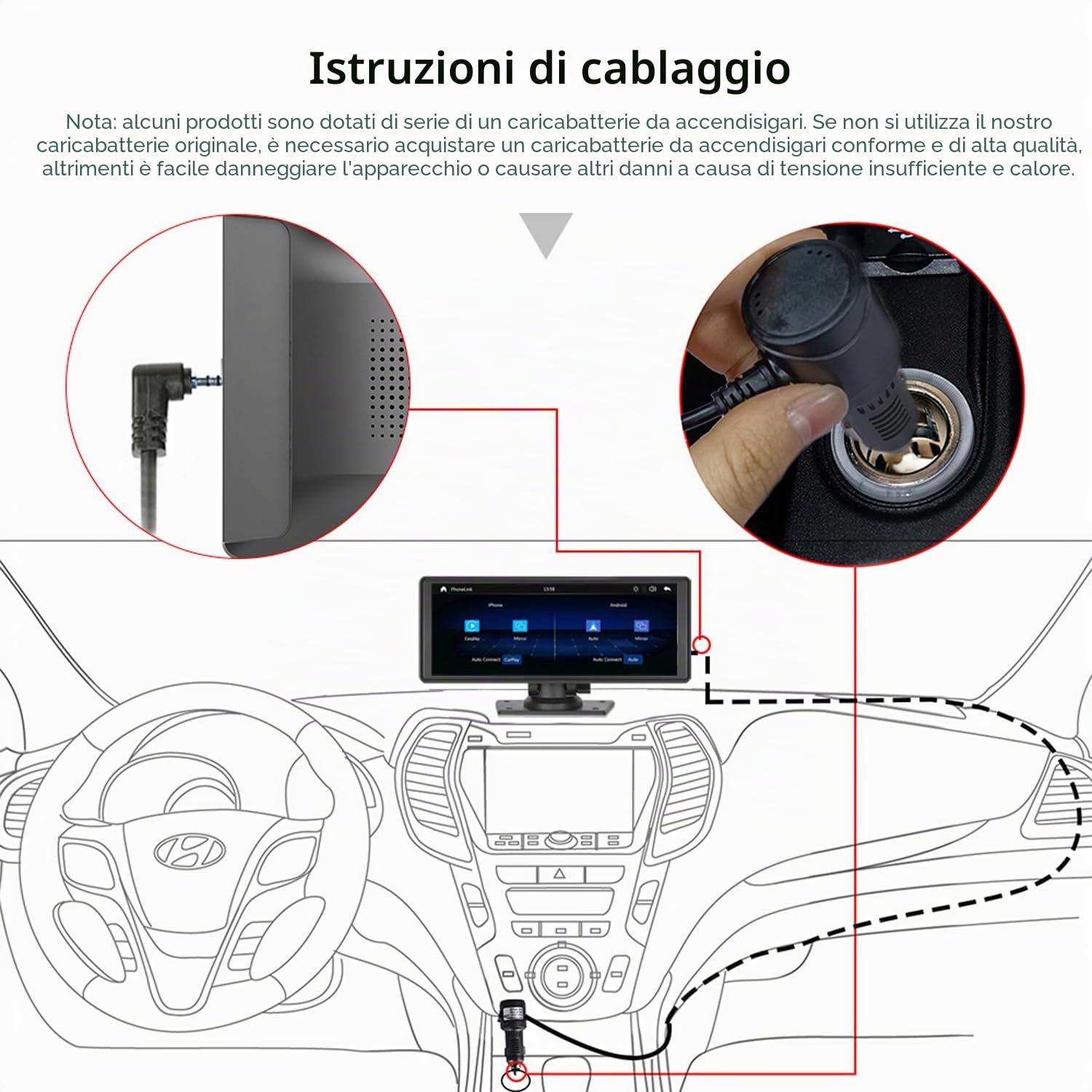 Autoradio portatile con Wireless CarPlay e Android Auto, lettore multimediale touchscreen HD IPS da 9,3" con supporto per telecamera di backup a 12 LED Trasmettitore FM MirrorLink Bluetooth