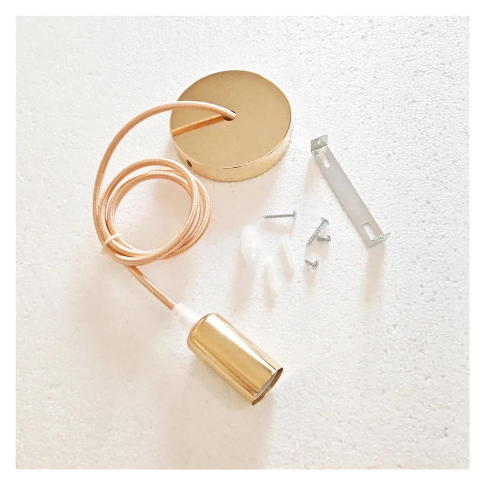 Lampenfassung E14 Hängelampenfassungen mit Kabel DIY einfache Deckenlampenfassungen(0.5m,French Gold-Set)