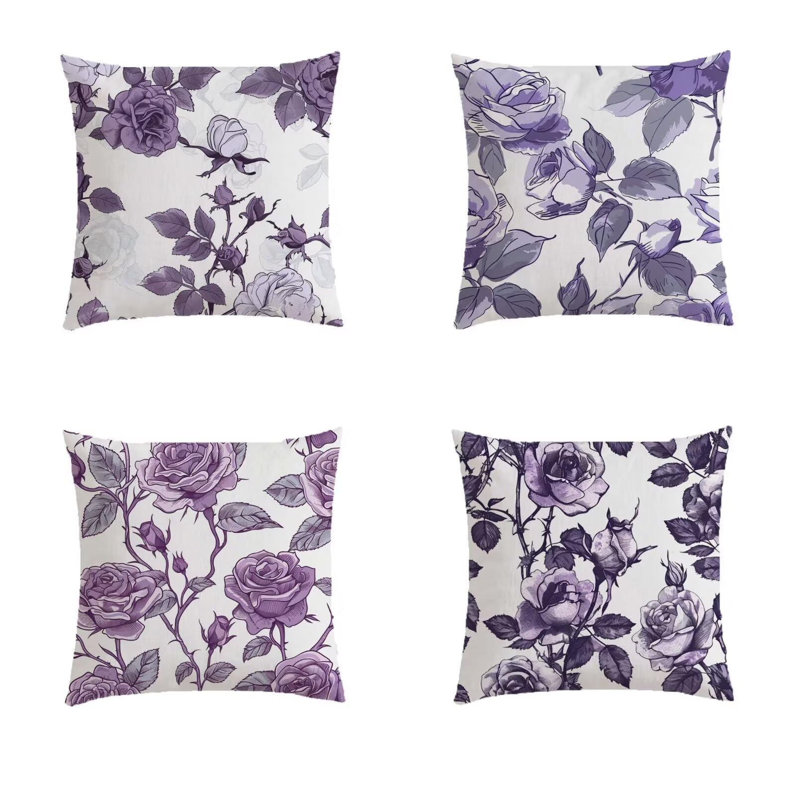 Taie oreiller rose salon de jardin haut de gamme imperméable 80x80cm effet lin lot de 4