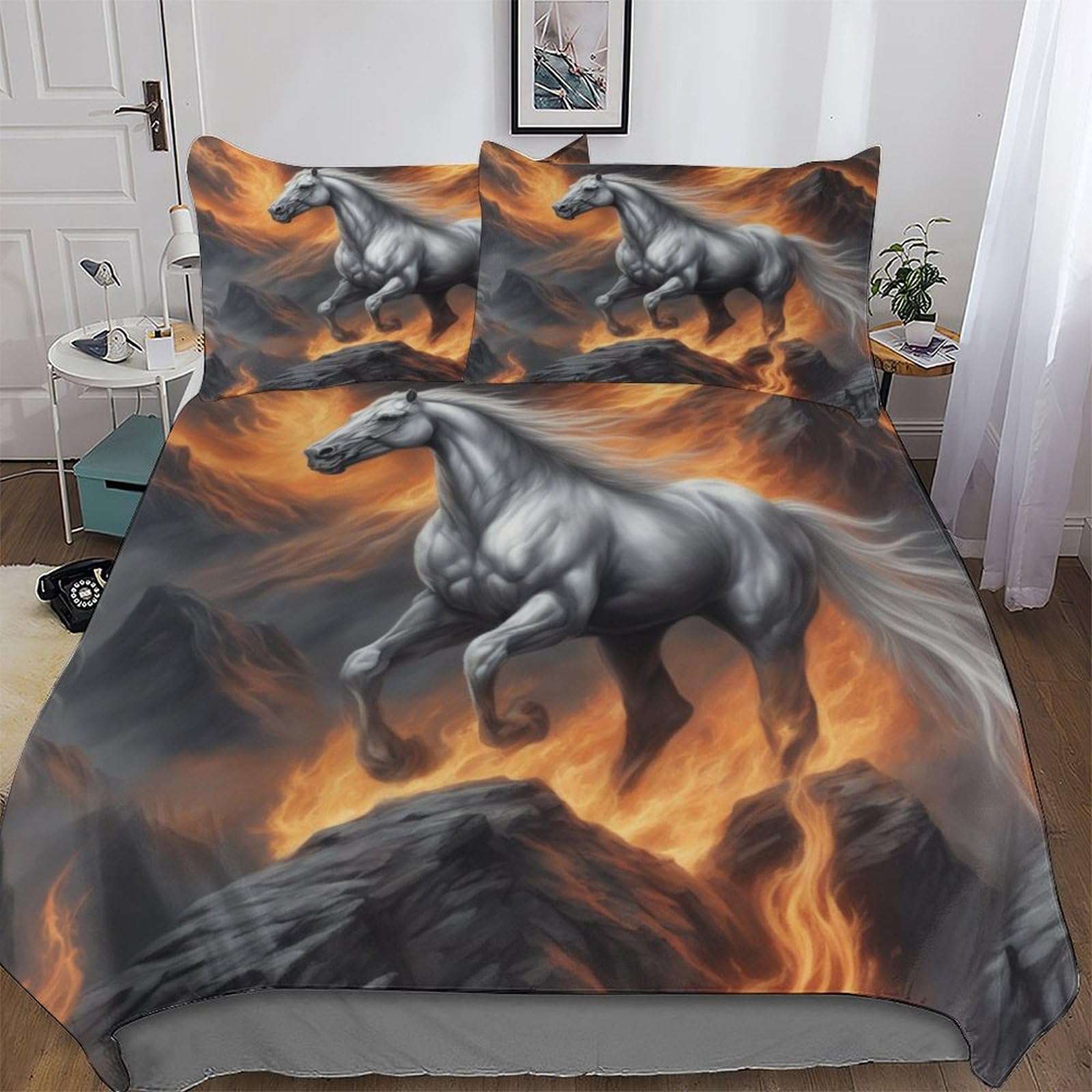 Housse de couette cheval King 220x240cm parure de lit facile à laver