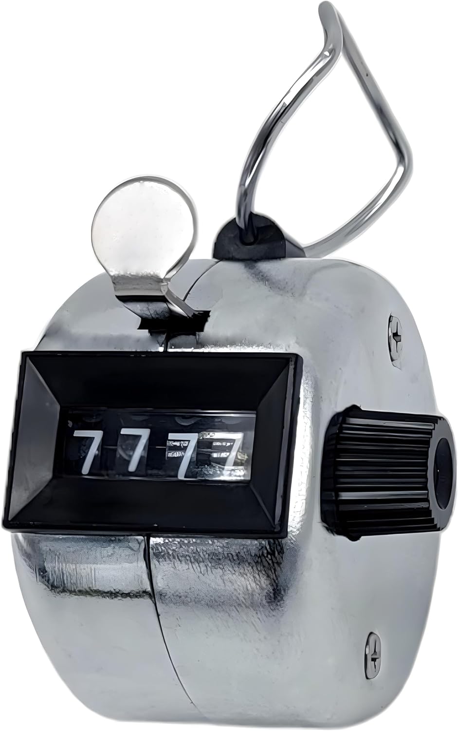 Metal Carnival Counter (4 Digit) Silver Color Manual Hand Held Thumb Operated Tally Clicker Pitch Counter for Counting Knitting Couching Golf Lap Fishing School