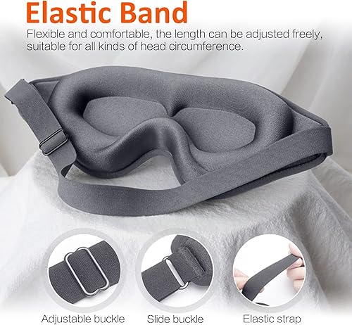 Miniatura 4 de AUPHIL - Máscara de ojos contorneada 3D para dormir, máscara de dormir cómoda para mujeres y hombres, 100% bloqueo de luz, máscara de ojos suave y