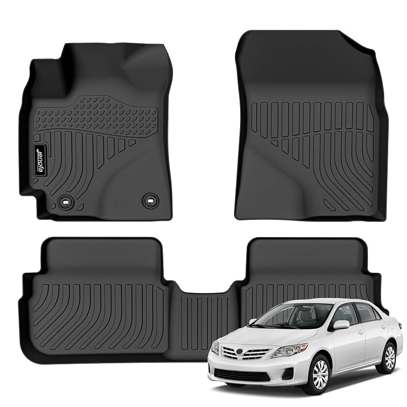 Tapete automotivo sob medida em TPE preto para Toyota Corolla, Matrix FWD e Pontiac Vibe, 30 x 20 x 12,7 cm, JENOFA