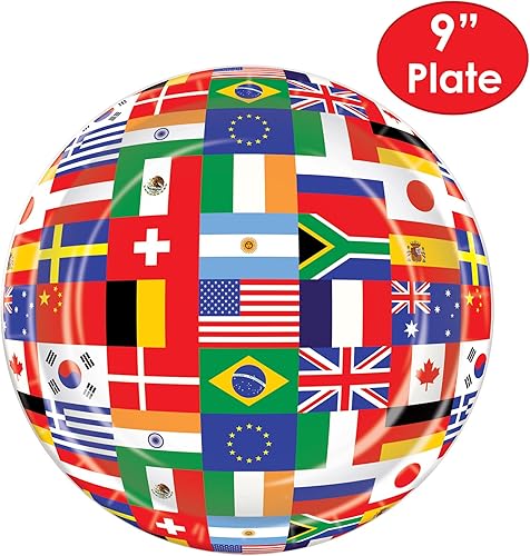 Miniatura 2 de Banderas Internacionales Almuerzo Platos 9 Pulgadas 8pkg Pkg1