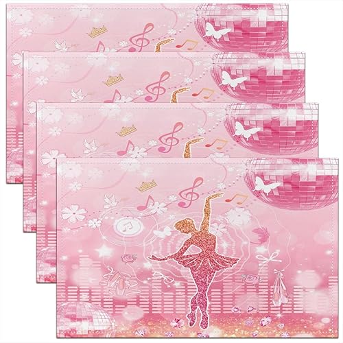 Miniatura 40 de jejeloiu Juego de 4 manteles individuales con estampado de radio Boombox de 18 x 12 pulgadas, manteles individuales retro para mesa de radio, Azul