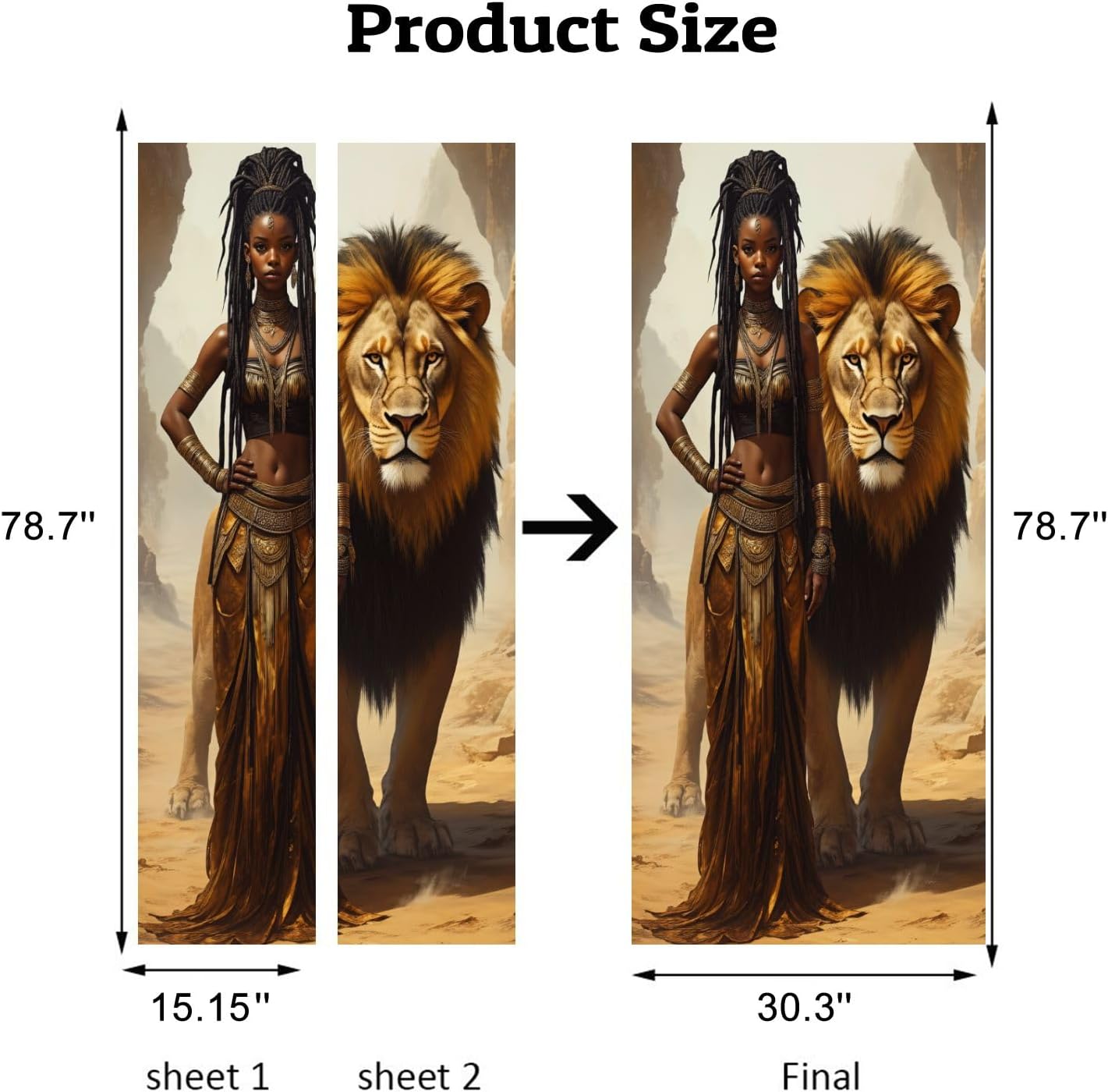 Door Stickers Peel and Stick Door Mural Modern African American Woman Black Girl Contemporary Portrait Removable Wallpaper 30.3''x78.7'' Self-Adhesive Mural for Kitchen Living Room Bedroom Decor