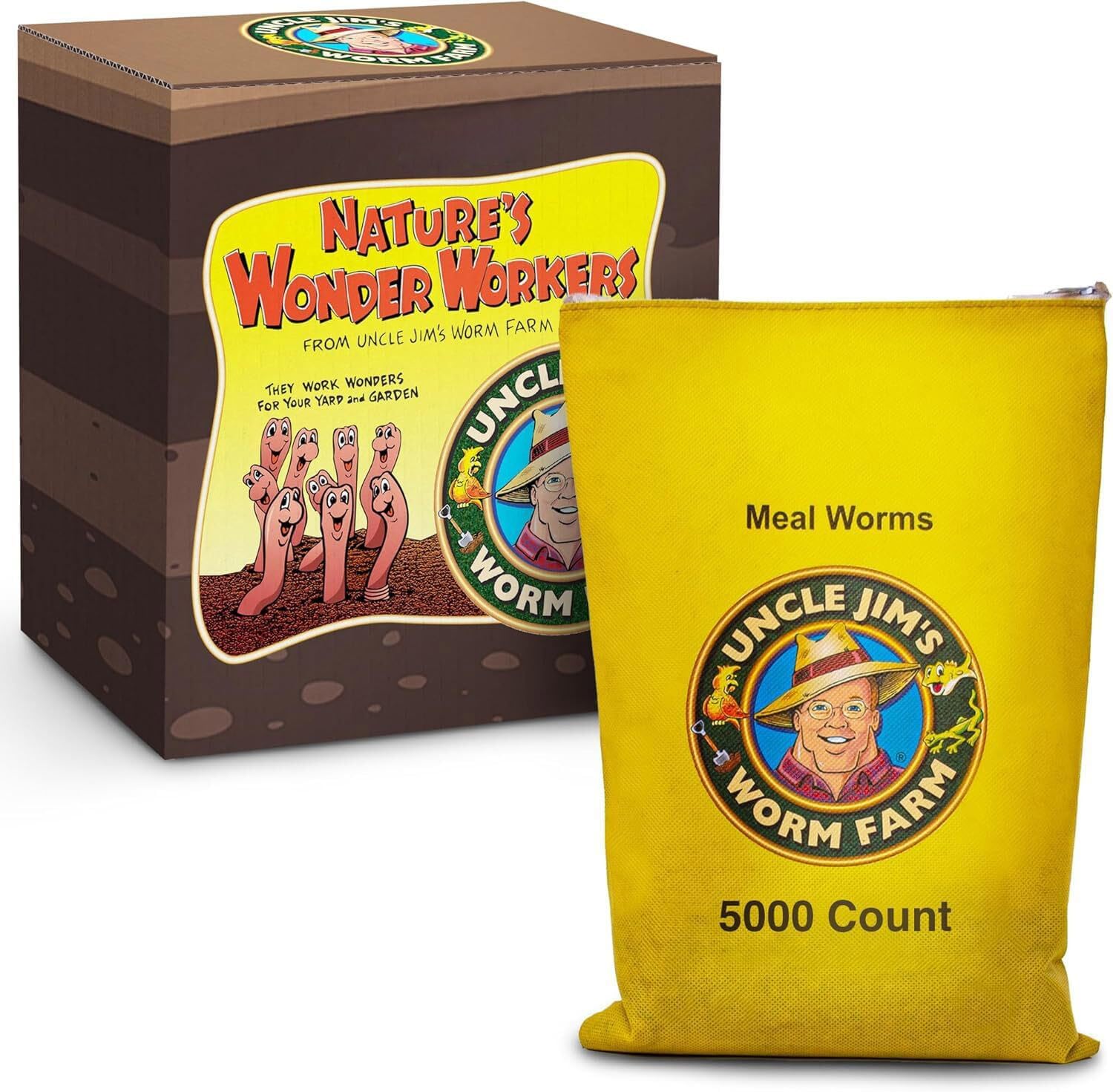 Uncle Jim's Worm Farm 5000 Count Mealworms for Reptiles and Chickens | Mealworms for Feeding Lizard, Gecko, Bearded Dragons, Chickens, Birds, and More | Suitable for Fishing Bait