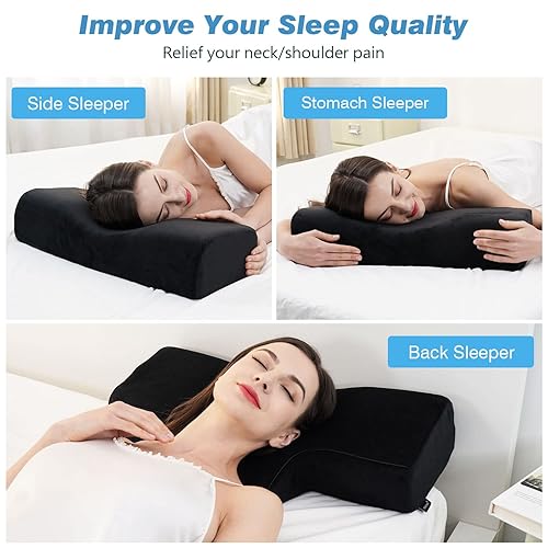 Miniatura 4 de PRASNE Almohada de pestañas para extensiones de pestañas, almohada de espuma viscoelástica para el cuello, extensión de pestañas, curva ergonómica