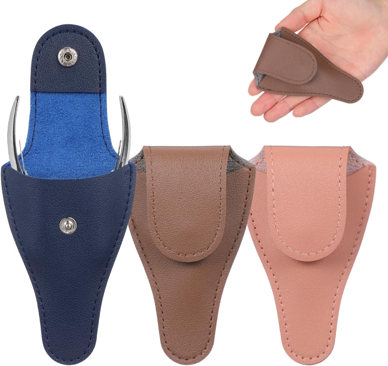 Housoutil Nail Scissor Pouch 3 Pack with Buckle Closure Protective Covers for Cuticle Scissors Grooming Shears Portable Pedicure Tool Storage Bag 4.33X2.75X0.98In