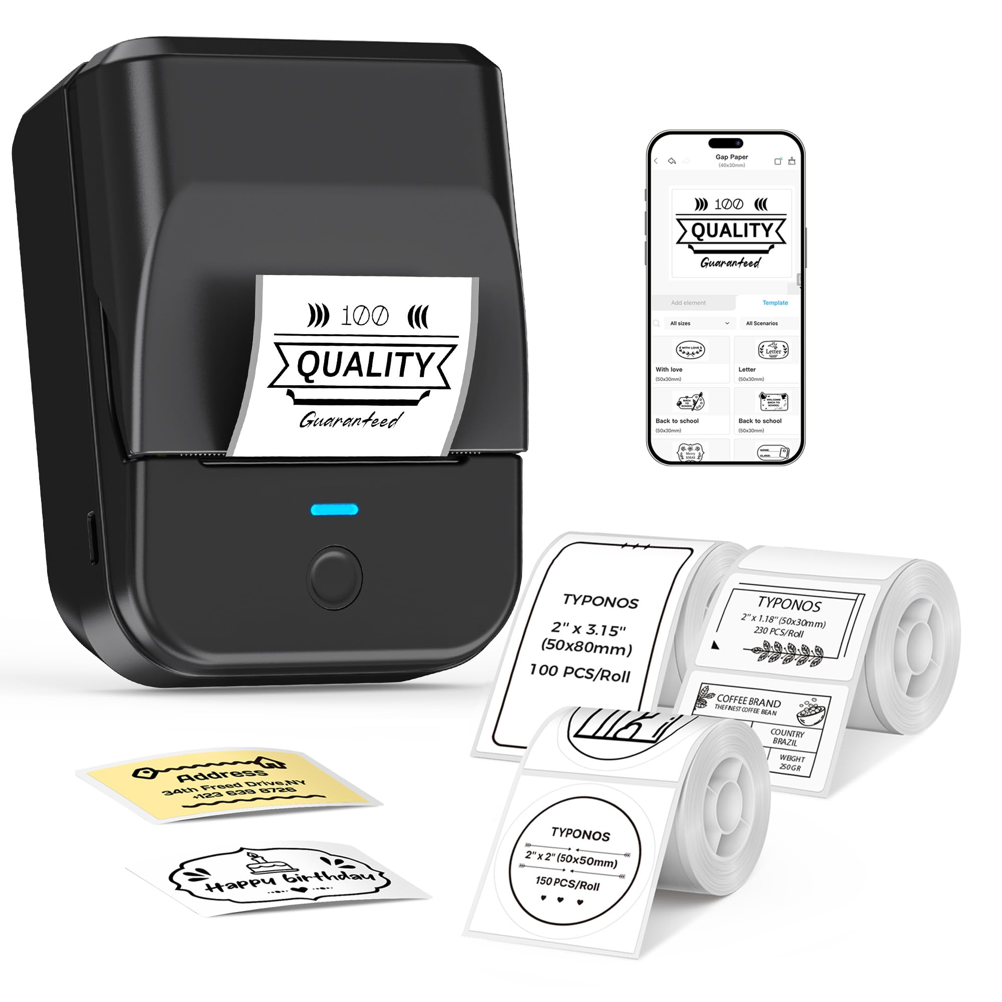 TYPONOS PM240 Label Maker with 3 Tapes