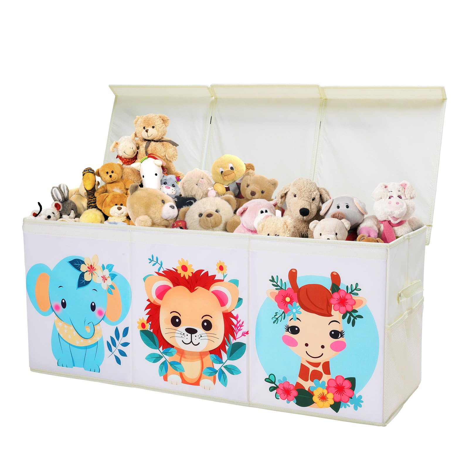 Kids Toy Box Storage with Lid Organizer Bin for Bedroom Childlike Animals