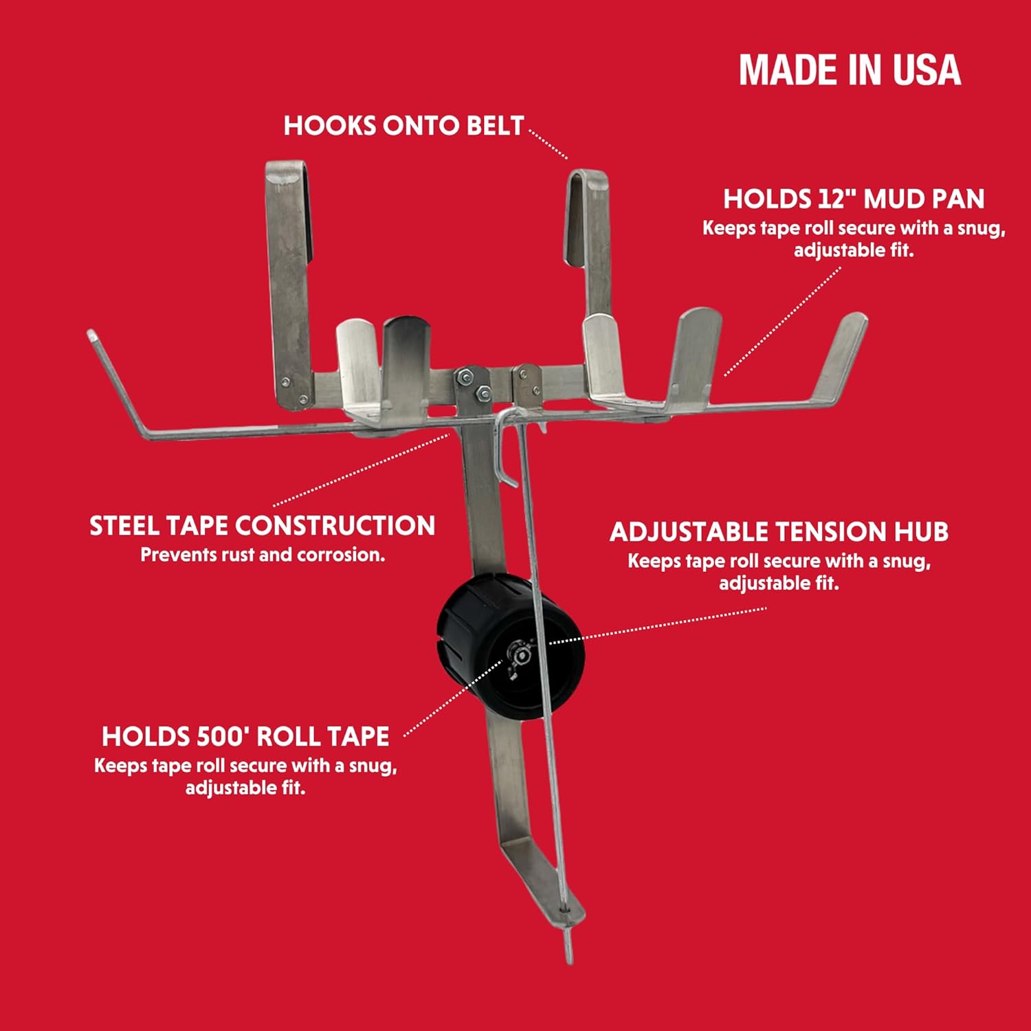 Drywall Mud Pan Holder and Tape Spool with Adjustable Tension Hub (1)