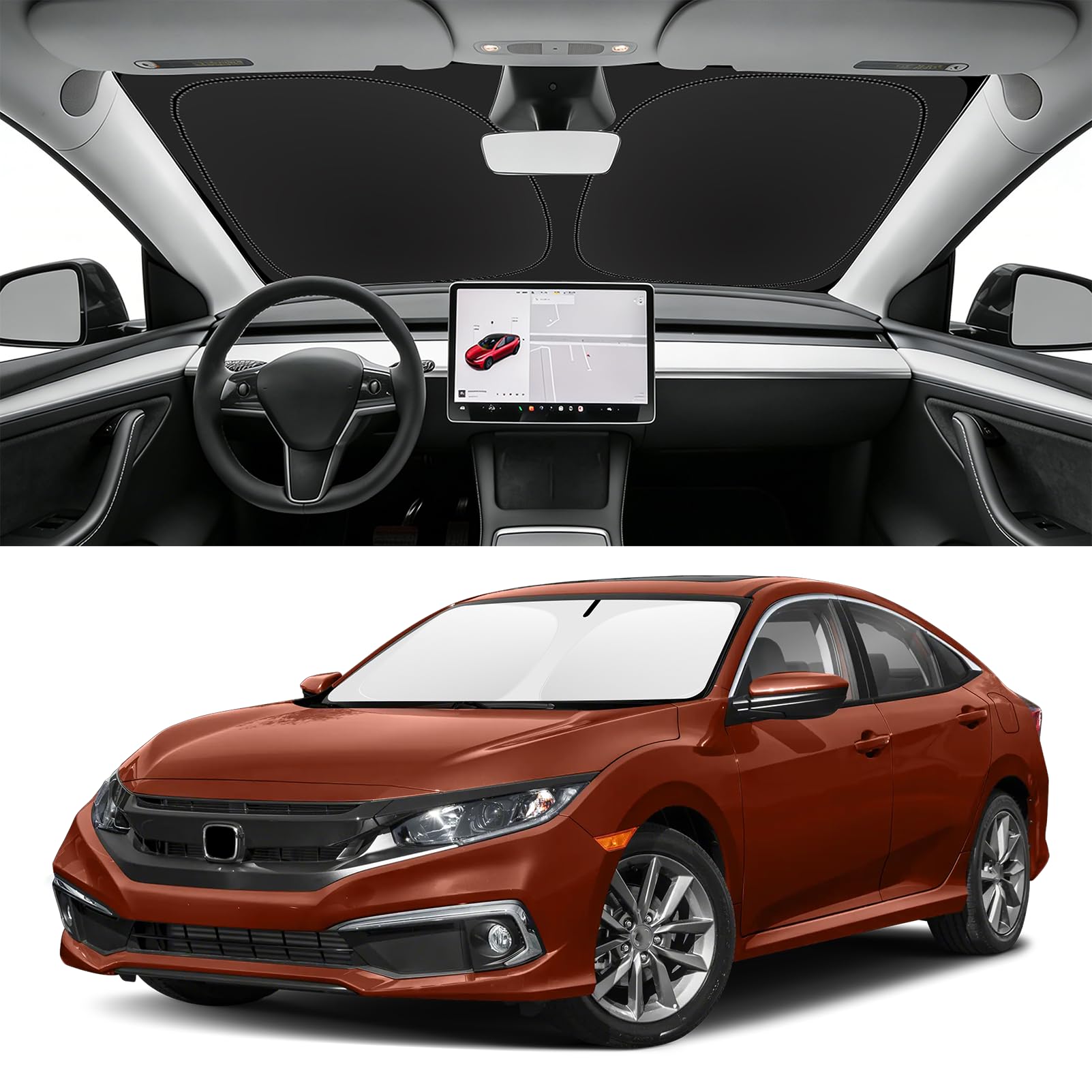 Custom Fit Windshield Sun Shade for Honda Civic 2016-2021